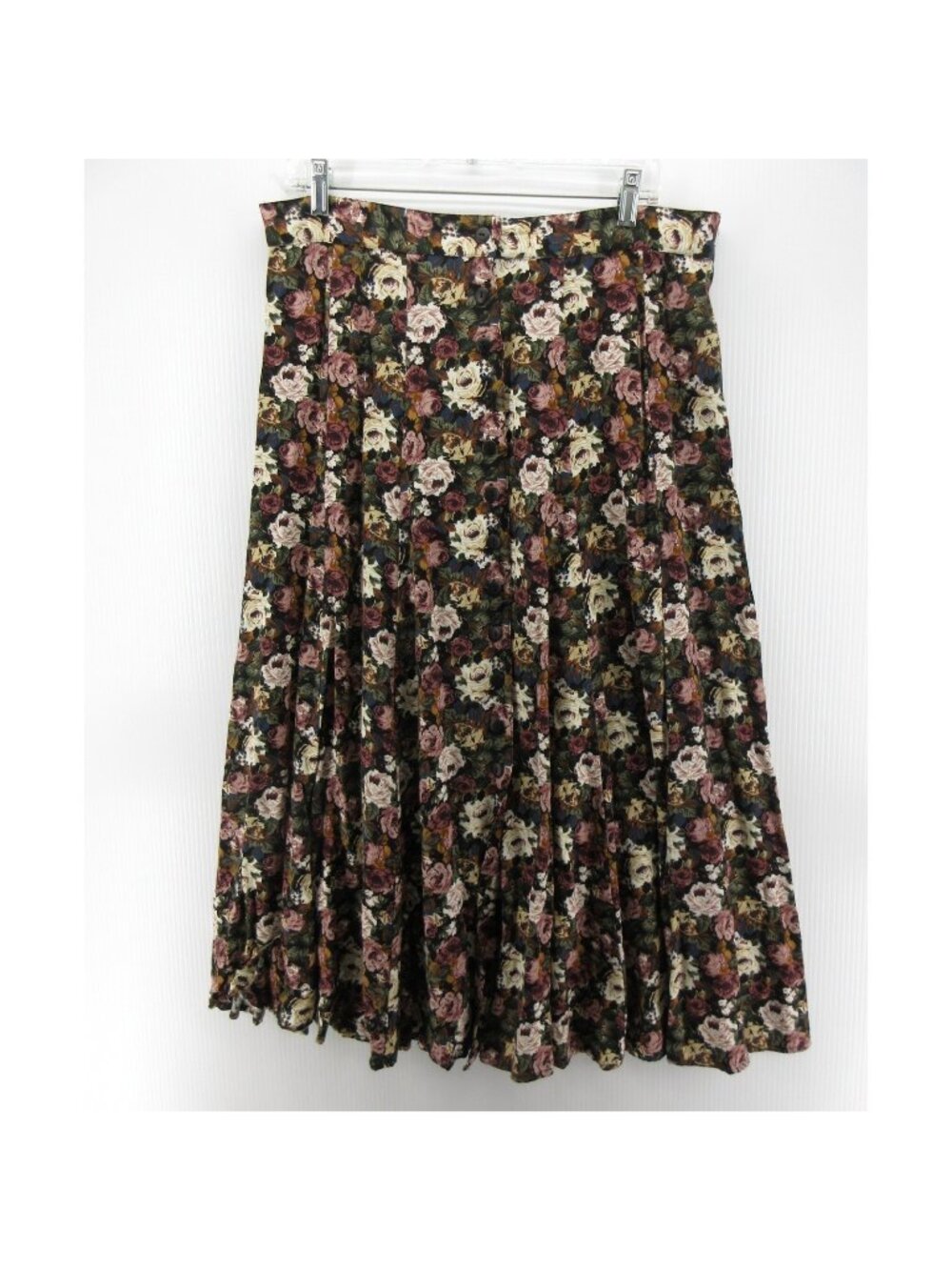 VINTAGE Express Skirt XL A-Line Floral Button Up Midi Cottagecore 90s